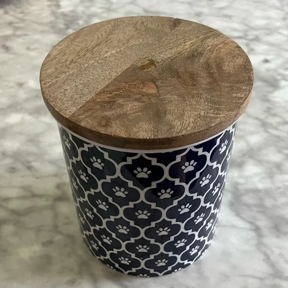 Dog Treat Canister with Secure Wood Top - Picture 2 of 7